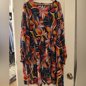 Multicolor Leaf Print Women's Dress